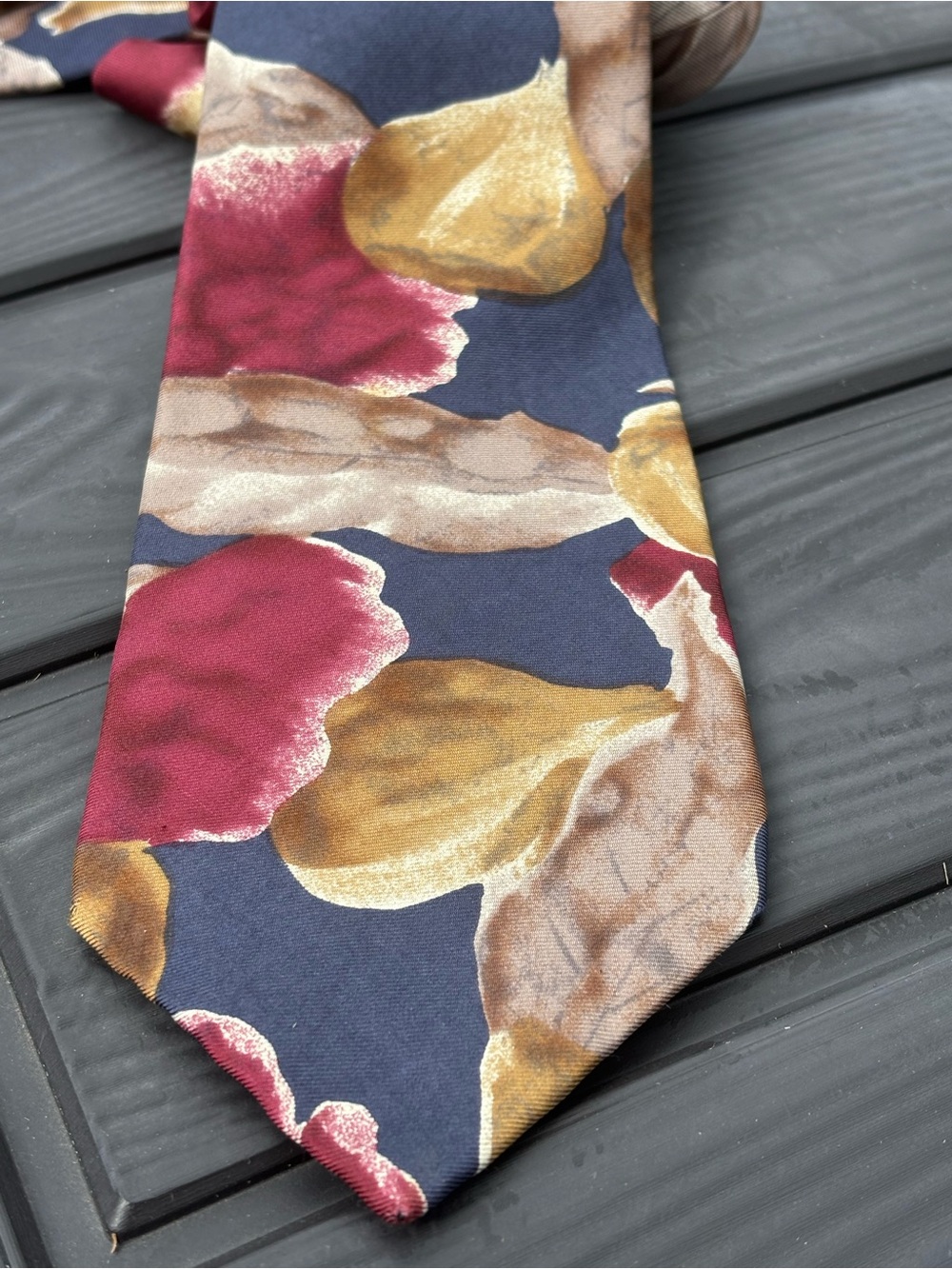 Vintage 90s silk tie made in USA extra long floral fall wedding guest abstract